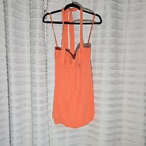 BCBG Mango Pleated Halter Bubble Bustier Dress